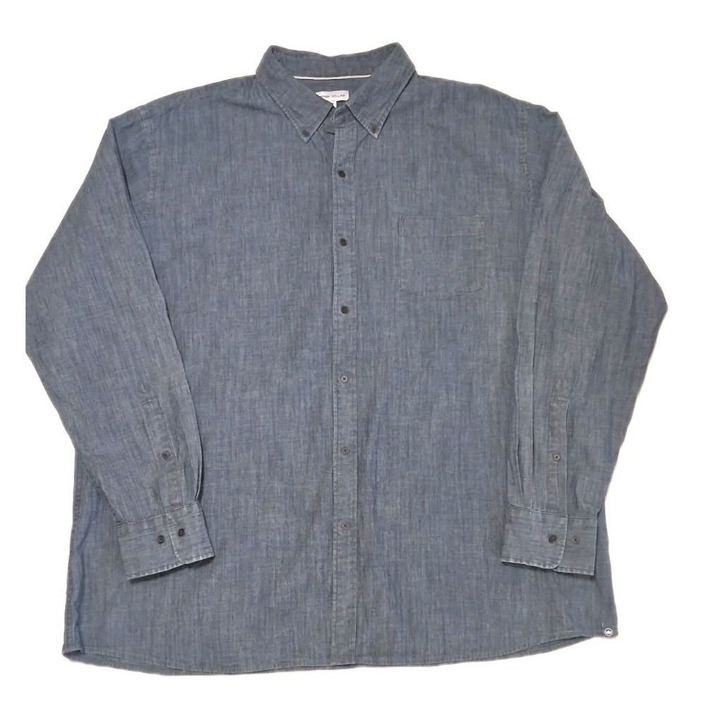 Peter Millar Shirt Blue Chambray Button Front Mens Size XXL Long Sleeves